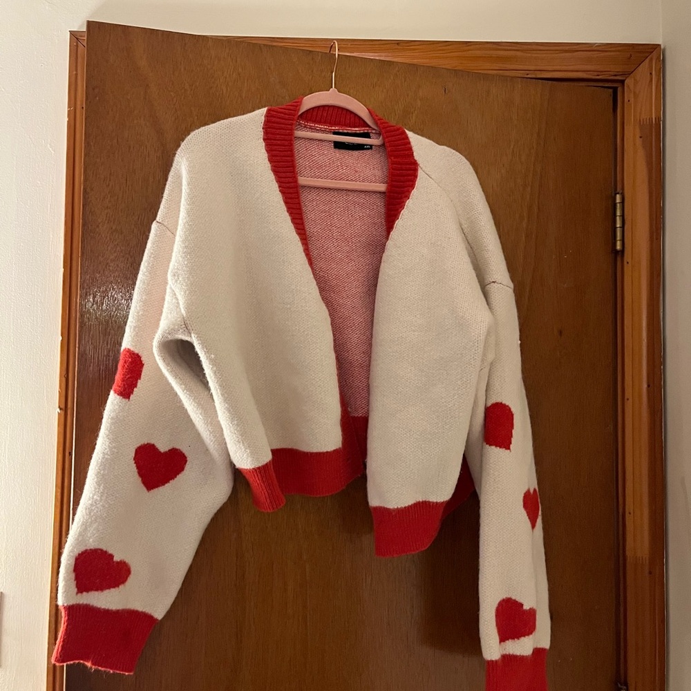Red and White Heart Sweater